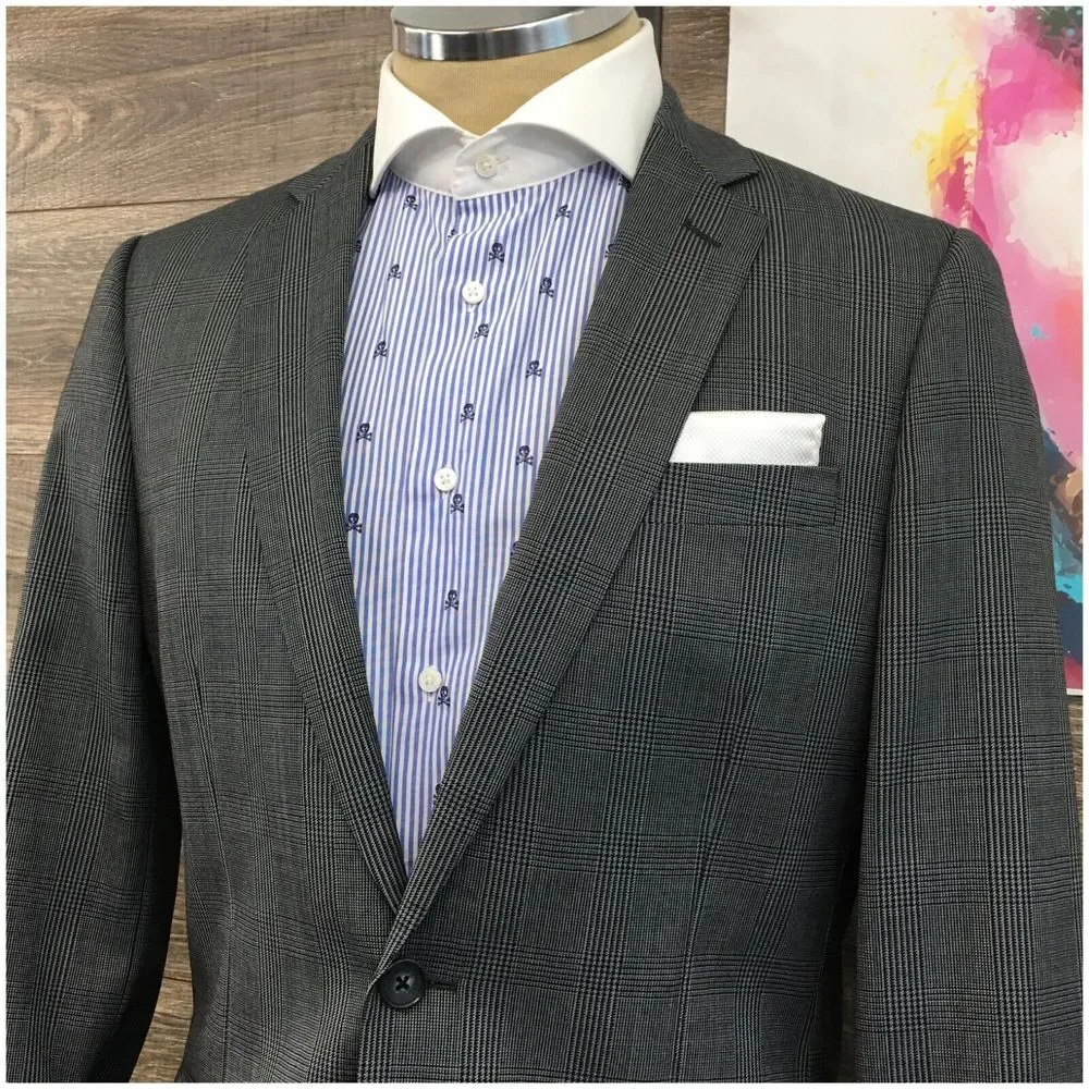 J CREW Mens Blazer Sport Coat Casual Jacket Size 38R 2 Button Wool Suit THOMPSON